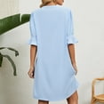 thumbnail image 4 of IROINNID Dresses For Women Casual Plain Summer V Neck Short Sleeve Loose Solid Dress, 4 of 8