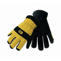 CAT012222L Large Black/Yellow Lined Split Leather Palm Gloves