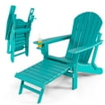 thumbnail image 1 of Costway Folding Adirondack Chair HDPE All-Weather Pull-Out Ottoman Turquoise, 1 of 9