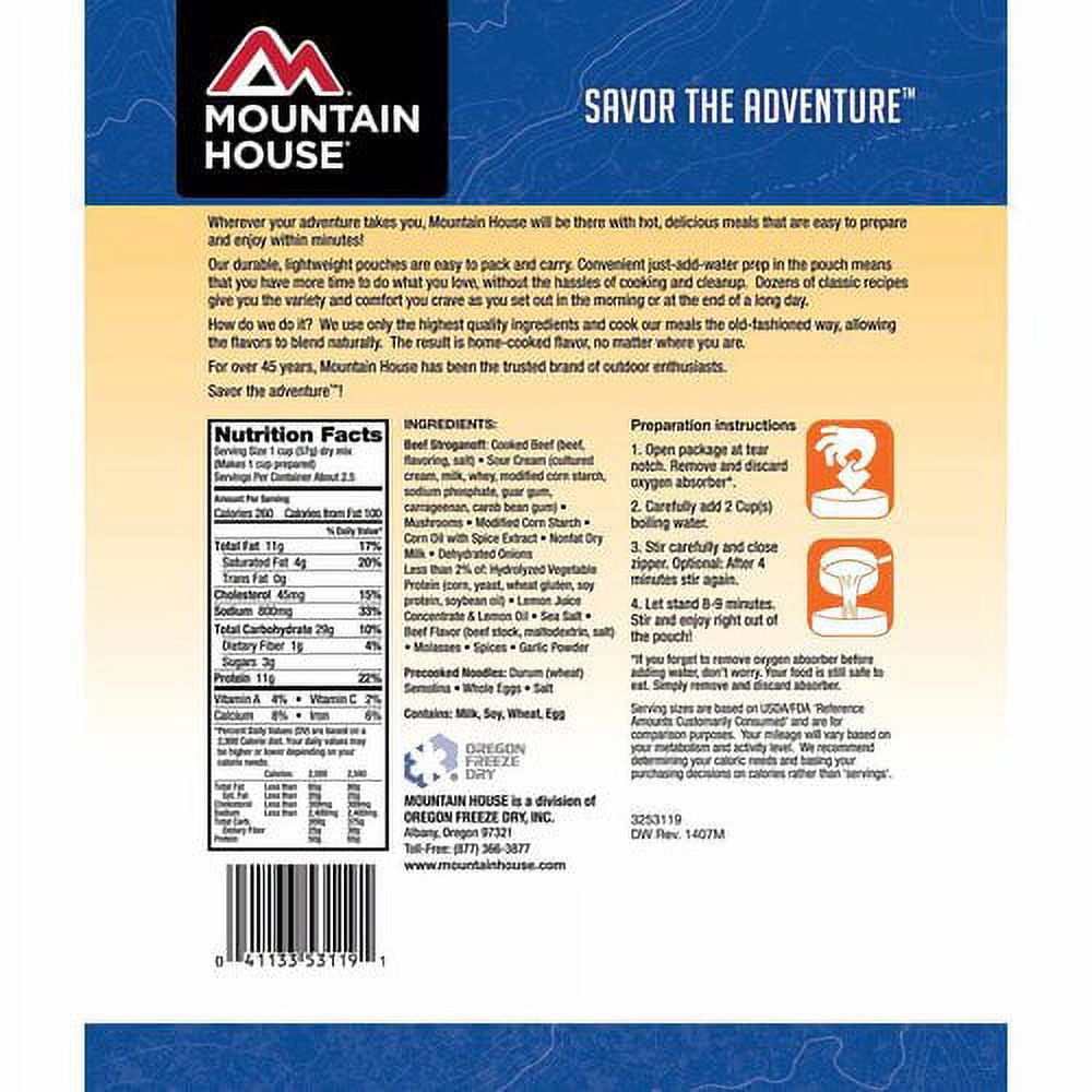 Mountain House Freeze-Dried Beef Stroganoff With Noodles - 2.5 Servings