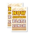thumbnail image 4 of Now Serving Plate Lunch 24" x 36" Double Sided A-Frame Sidewalk Sign Includes 2 Installed Decals Foldable Portable White Signicade Freshly Made Meals Restaurant Promotions Local, 4 of 6