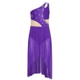 thumbnail image 3 of vastwit Robe de Danse Jazz Lyrique Ballet une Épaule Strass Scintillant pour Filles Enfants Robe de Patinage sur Glace Danse Violet 8, 3 of 6