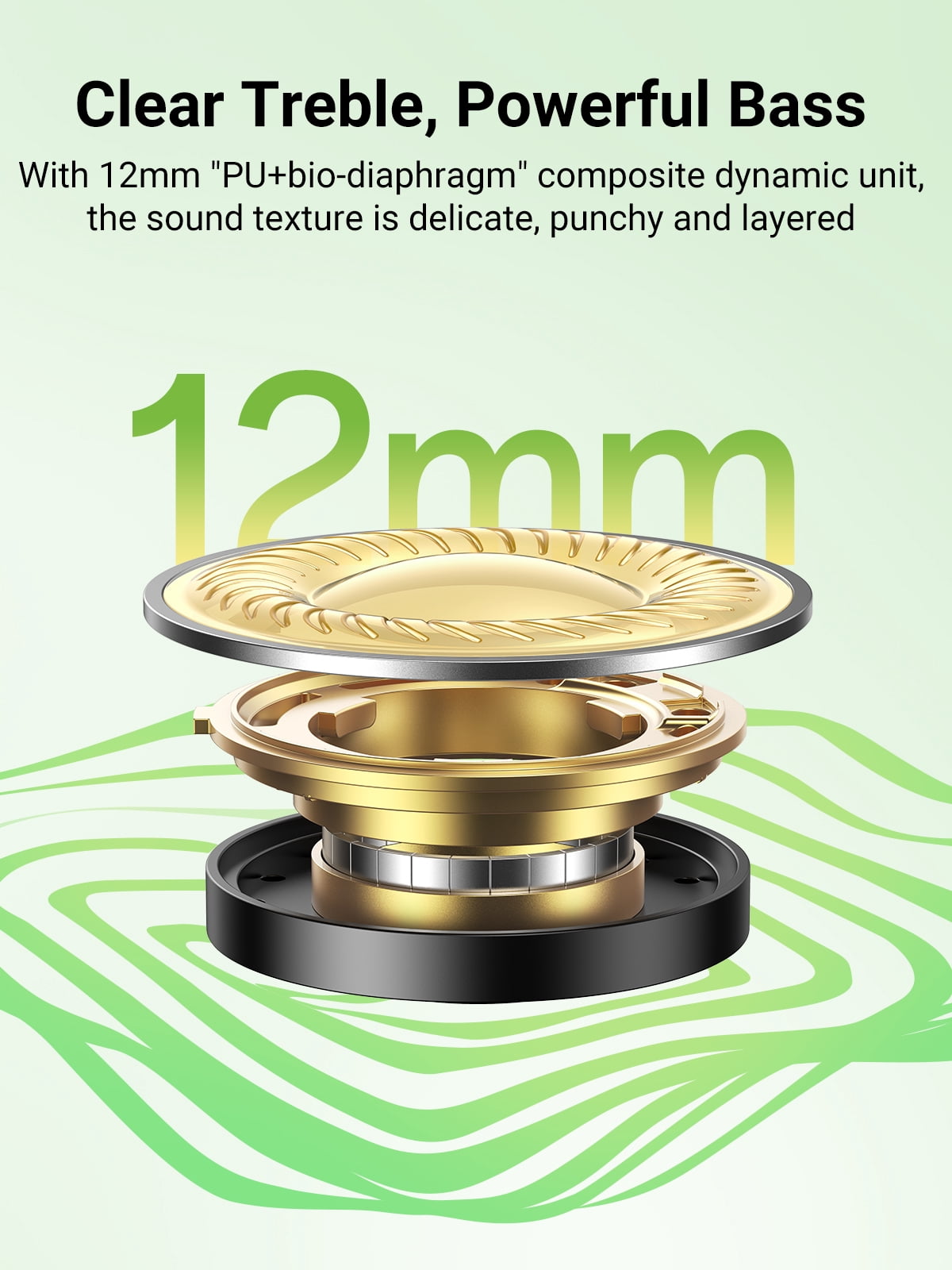 UGREEN True Wireless Earbuds Bluetooth 5.4, 28H Long Battery Life, Fast Charging, 12mm Deep Bass Driver, ENC Noise Cancelling Mic, IPX5 Waterproof, Ultra Light Comfortable Fit, Low Latency Gaming