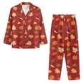 thumbnail image 6 of FOR U DESIGNS Thanksgiving Red Maple Leaf Long Sleeve Button Up Pajama Set Nightwear Sets Button Front Pjs for Women 2PCS Size XS Button Down Jogger Women Sleepwear, 6 of 7