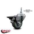 thumbnail image 2 of 3 Inch Gray Polyurethane 3/8 Inch Threaded Stem Caster with Brake, 2 of 2
