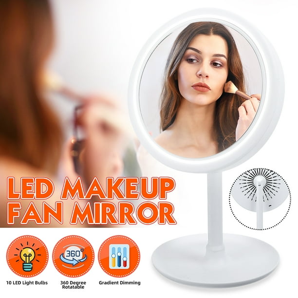 3 In1 Led Beauty Breeze Makeup Mirror With Electric Fan Desktop Vanity Com 3 In1 Led Beauty Breeze Makeup Mirror, Electric Led Makeup Mirror