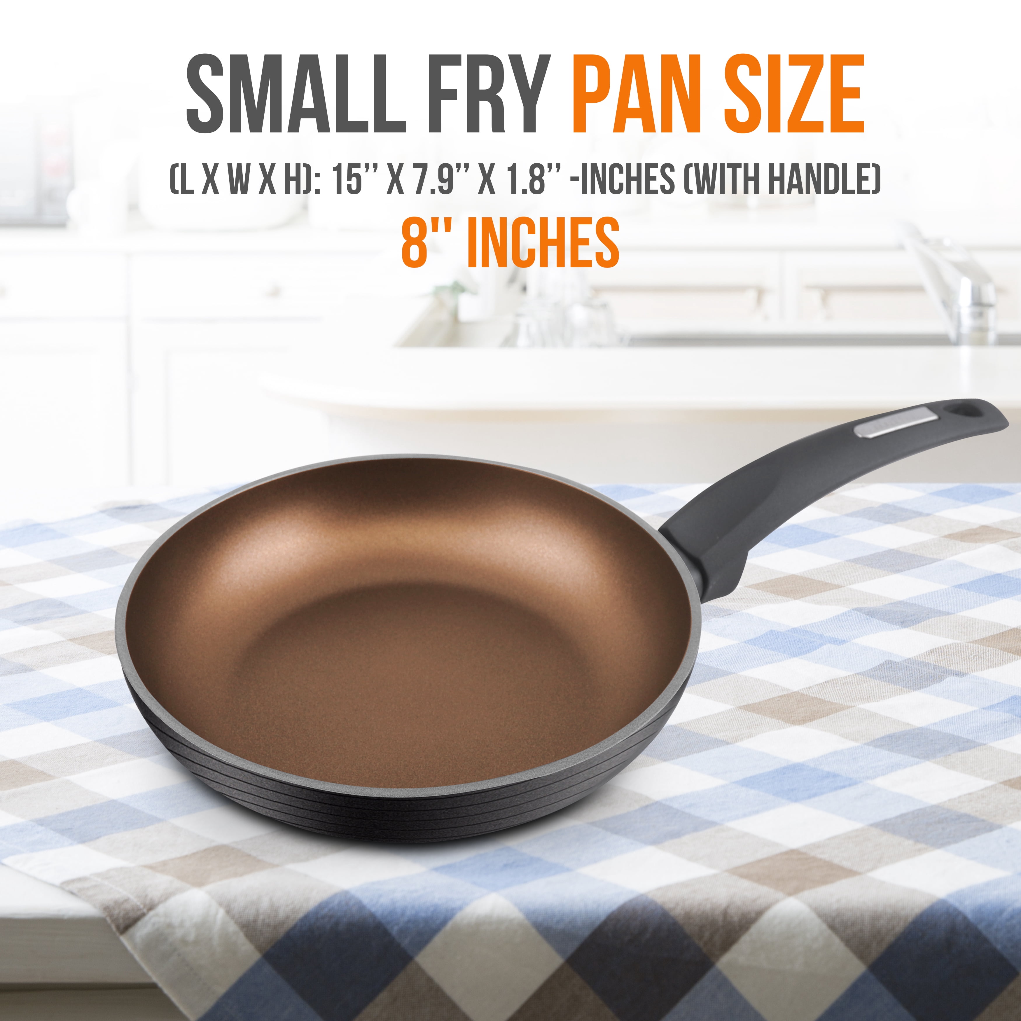 NutriChef 8'' Small Fry Pan - Non-Stick Cookware with Metallic Ridge-Line Pattern
