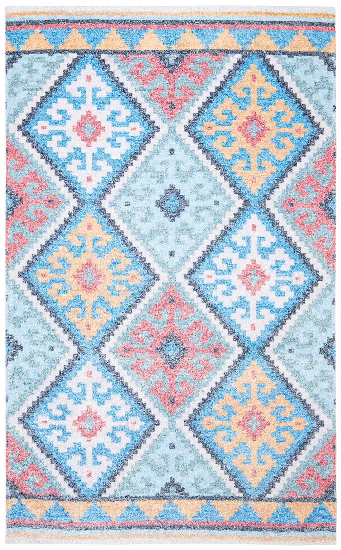 SAFAVIEH Saffron Franklin Geometric Area Rug, Blue/Aqua, 4' x 6'