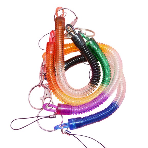 BESTOYARD 4Pcs Elastic Spring Coil Chain Keychain Plastic Material Assorted Colors Anti Lost
