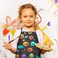 thumbnail image 3 of Whimsical Halloween Pattern Kids Aprons for Girls and Boys,Adjustable Neck Strap Toddler Aprons for Kids Cooking Baking, 3 of 7