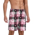 thumbnail image 2 of Pofeuu Heart Plaid Print Men's Soft Woven Elastic Waistband Sleep Pajama Short-Large, 2 of 6