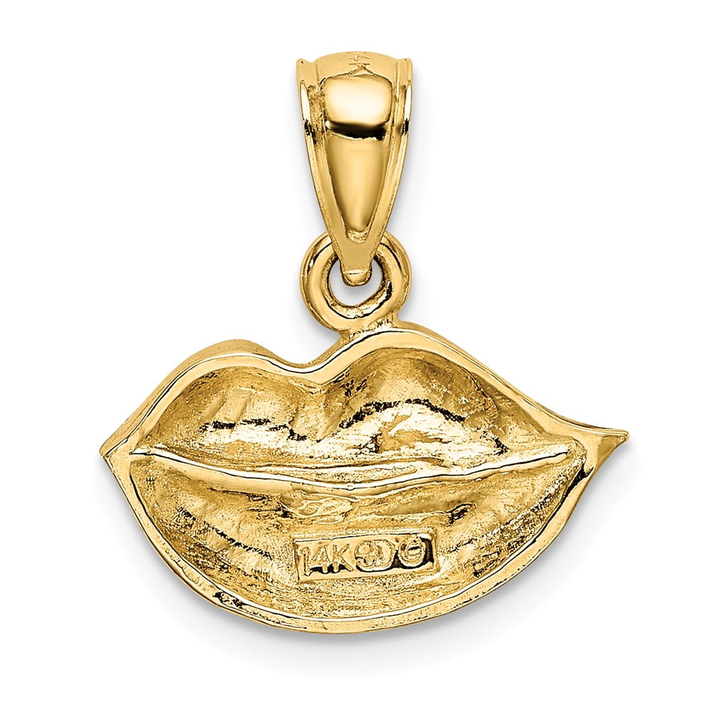 14k Yellow Gold 2-D & Polished LIPS Charm 