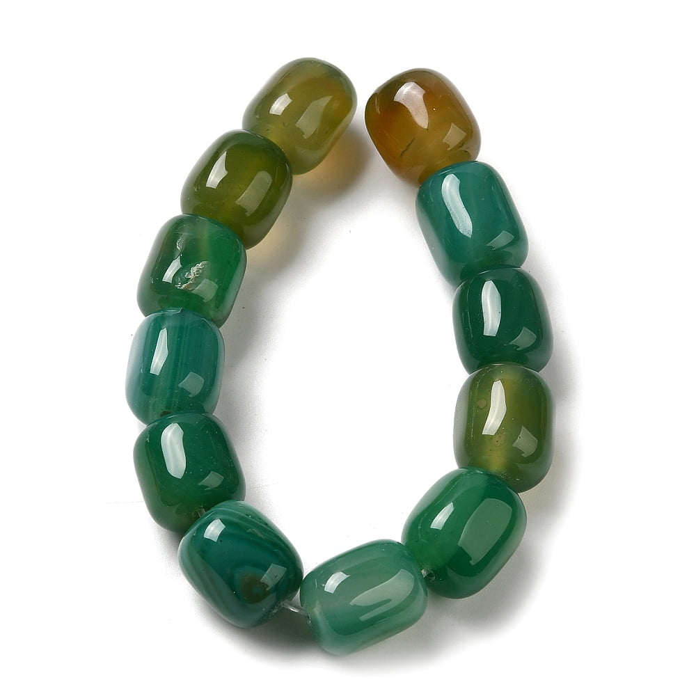 6 strand Natural Agate Beads Strands Dyed Heated Column Sea Green 15~16x11.5~13x11~13mm Hole: 1.6mm 12pcs/strand 7.17~7.28''(18.2~18.5cm)