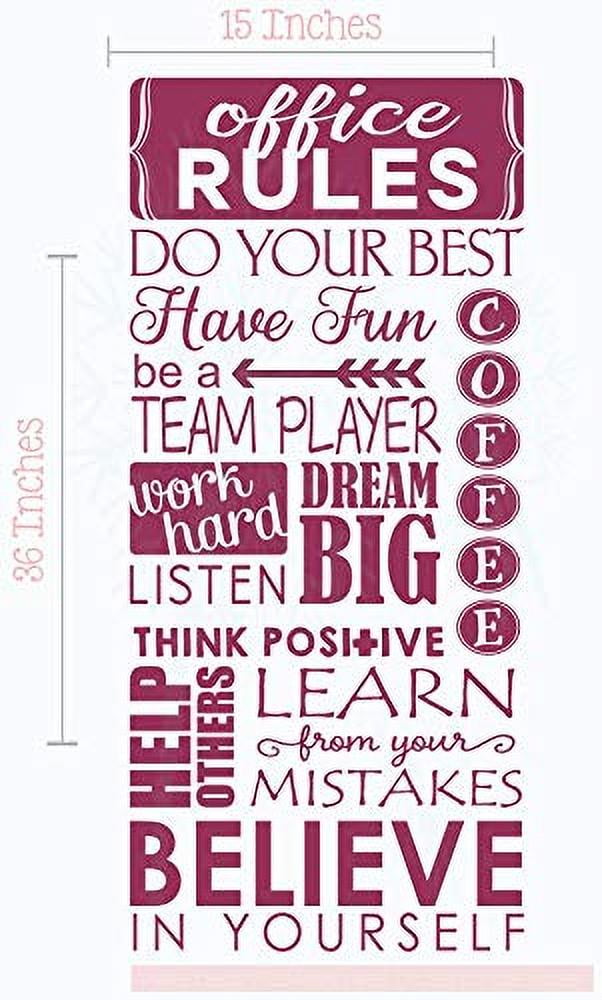 Office Rules Believe in Yourself Subway Art Vinyl Lettering Wall