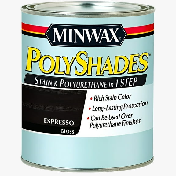 Minwax 614970444 PolyShades - Stain & Polyurethane in 1 Step, quart, Espresso, Gloss