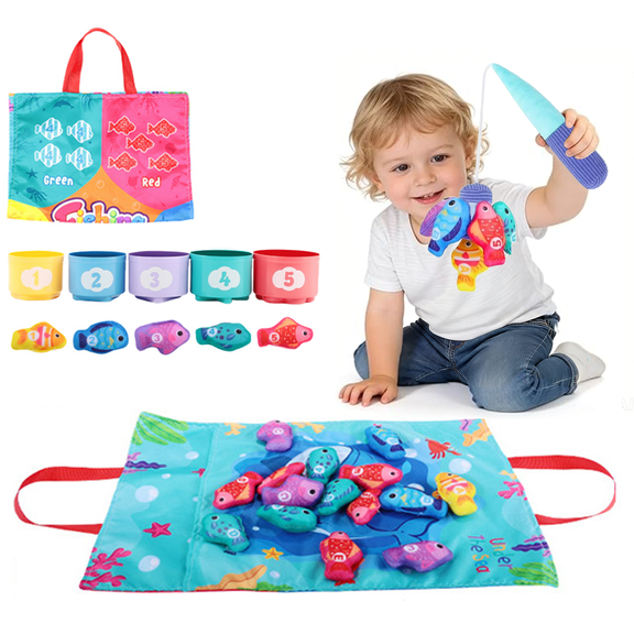 Richgv Toddlers Toys for 1 Year Old Boy Girl, 22Pcs Cloth Fishing Game Montessori Toys with Color Sorting, Counting Learning, Birthday Gift for Boys Girls