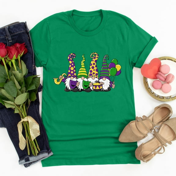 Aloohaidyvio Mardi Gras Tops for Women,Womens Mardi Gras Shirts Crewneck Printed Short Sleeve Loose T-shirt, Clothing