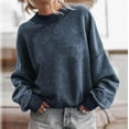 thumbnail image 3 of gbyLJF Women's Long Sleeve Pullover Tops Loose Fit Round Neck Sweatshirt Casual Fashion Solid Color Hoodless HOodie, 3 of 5