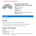 thumbnail image 2 of Rear Brake Rotor Set 2 Piece - Compatible with 2008 - 2015 Scion xB 2009 2010 2011 2012 2013 2014, 2 of 2
