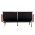 thumbnail image 5 of Convertible Teddy Fabric Accent Sofa Bed Couch Upholstered Loveseat Sofa Sleeper Sofa Bed with Plywood Frame and Metal Rose Gold Feet for Bedroom Living Room Dormitory, Brush Pink, 5 of 7