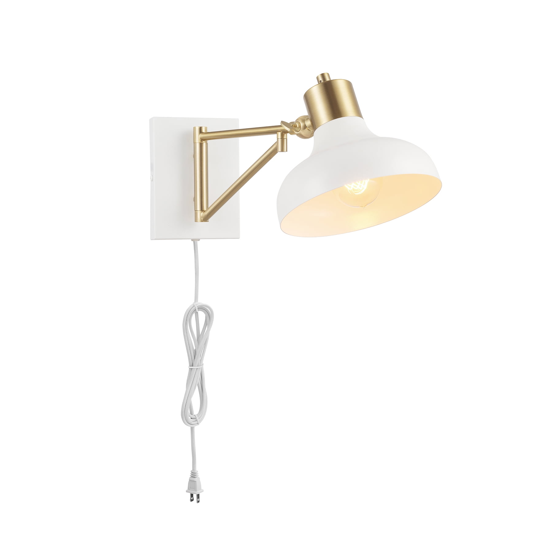 Globe Electric Berkeley 1-Light White and Brass Plug-In or