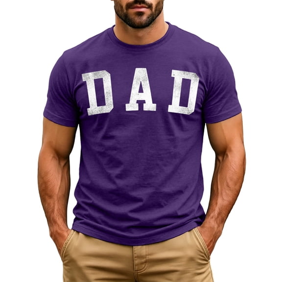 RUTAYY Men's T-Shirts Fathers Day Letter Printed Short Sleeve Crew Neck Breathable Tee Shirts Casual Soft Tops Comfortable Daily Wear Beach Vacation Tees