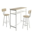 thumbnail image 4 of uhomepro 3-Piece Dining Room Bar Table Set for 2, Modern Bar Table and Chairs Set Industrial Counter Height Pub Table with 2 PU Leather Stools and Metal Frame, Beige, 4 of 10