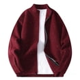 thumbnail image 2 of COSFO Knitted Winter Jackets for Men Casual Zip Up Red Sweater Jacket Loose Fit Warm Long Sleeve Stand Colla Coats for Men, 2 of 9