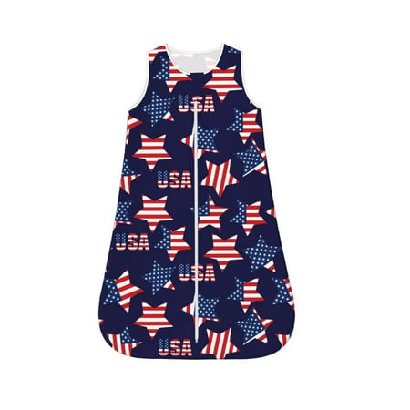 

Fotbe American Stars Pattern Sleep Sack - Baby Wearable Blanket with Zipper Extra Soft Cotton Sleeveless Sleeping Bag for Infants-Large