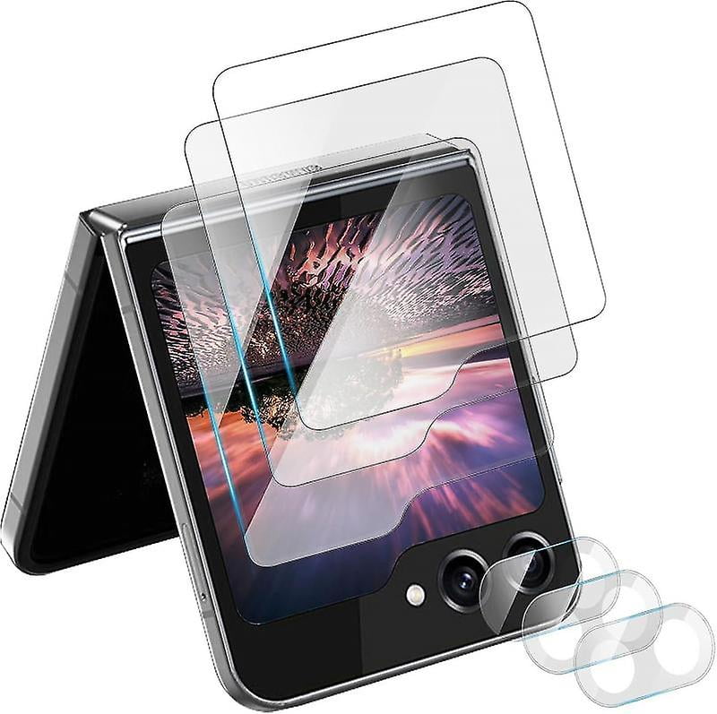 3 Sets Compatible Samsung Z Flip 5 Screen Protector, Z Flip 5 Back Screen Protector + Camera Protector Hd Clear Tempered Glass External Screen _Gift Of G