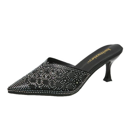 

A0624 sandals for Women Fashion Summer Women Sandals Pointed Toe Rhinestones High Heeled Hollow Comfortable And Sexy PU