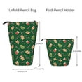 thumbnail image 2 of Lsque green Christmas Element Pattern Telescopic Pencil Bag Pen Holder Stationery Case, Stand-up Retractable Transformer Bag Organizer, 2 of 6