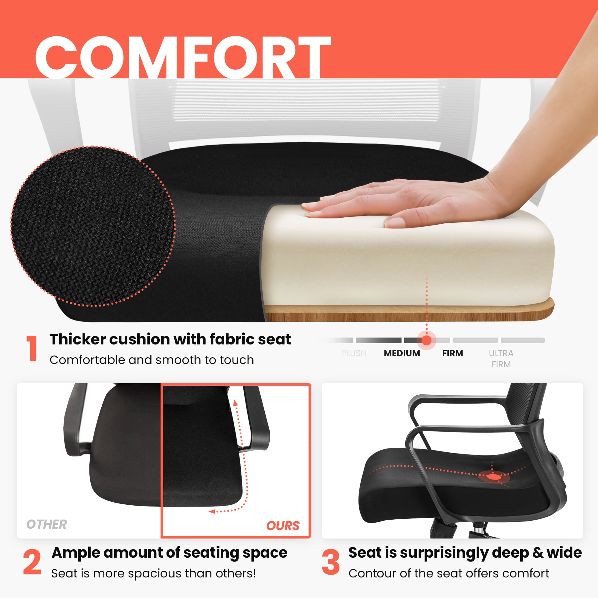 NEO CHAIR Office Chair, Ergonomic Lumbar Support, Adjustable Desk Chair with Armrests, Black