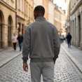 thumbnail image 4 of Dwelliawo Mens Zip Up Sweatshirt No Hood Mock Neck Sweatshirts Men's Fleece Jackets Full Zip Lightweight Jacket Seam Pocket Dark Gray XL, 4 of 6