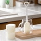 thumbnail image 1 of Cepillo para botellas con mango - 3 cabezas de esponja que no se rasguñen para copas de vino, tazas y vasos, limpiador de plástico de 10,6" de largo, 1 of 9