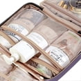 thumbnail image 5 of Neceser de viaje para mujer, organizador portátil colgante para champú, acondicionador, juego de cepillos y accesorios de viaje, morado., 5 of 5