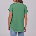 thumbnail image 7 of Kaemgyyd Oversized Tshirts for Women Breathable Loose Button V Neck Tops Lightweight Roll Short Sleeve Basic Tee, 7 of 7