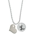 thumbnail image 1 of Delight Jewelry Stainless Steel Heart Silvertone Script Initial Disc - L - Charm Necklace, 20"+3", 1 of 4