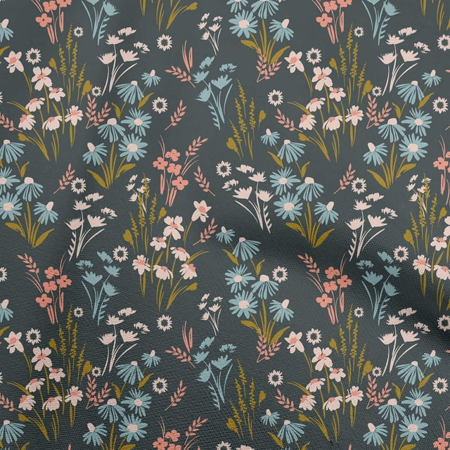 oneOone Velvet Gray Fabric Floral Craft Projects Decor Fabric Printed By The Yard 58 Inch Wide