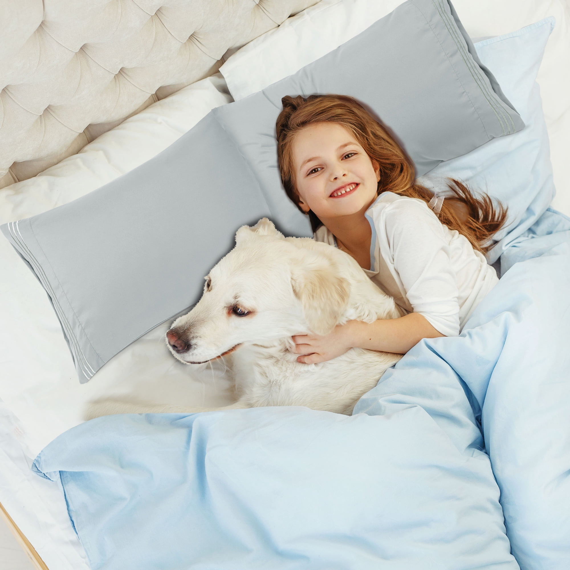 Unique Bargains Polyester Microfiber Soft With Zipper Pillowcases 2 Pcs Light Gray Euro