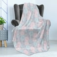 thumbnail image 4 of Dahlia Soft Flannel Fleece Throw Blanket, Stripy Hand-Drawn Dahlia Pale Colored Blossoms in Pink Purple and Blue, Cozy Plush for Indoor and Outdoor Use, 50" x 70", Sea Green Rose Taupe, by Ambesonne, 4 of 5