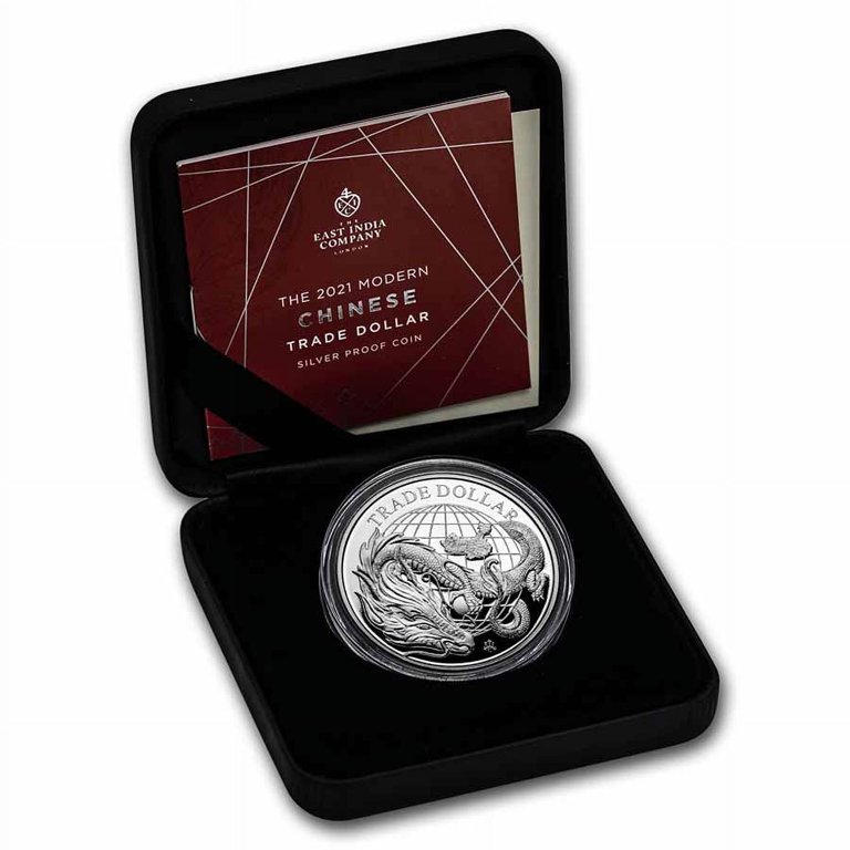 2021 St. Helena 1 oz Silver Chinese Trade Dollar Proof