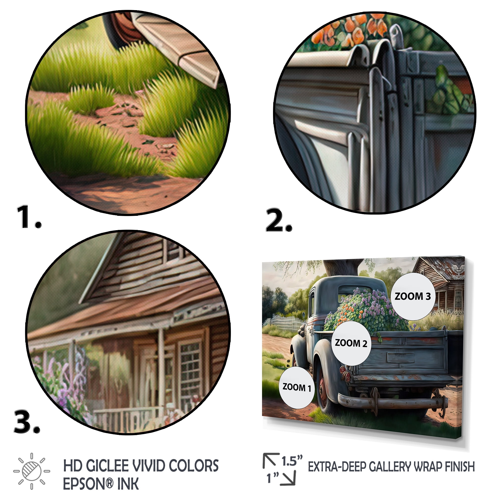 Designart Barn Flower Delivery Truck IV Canvas Wall Art