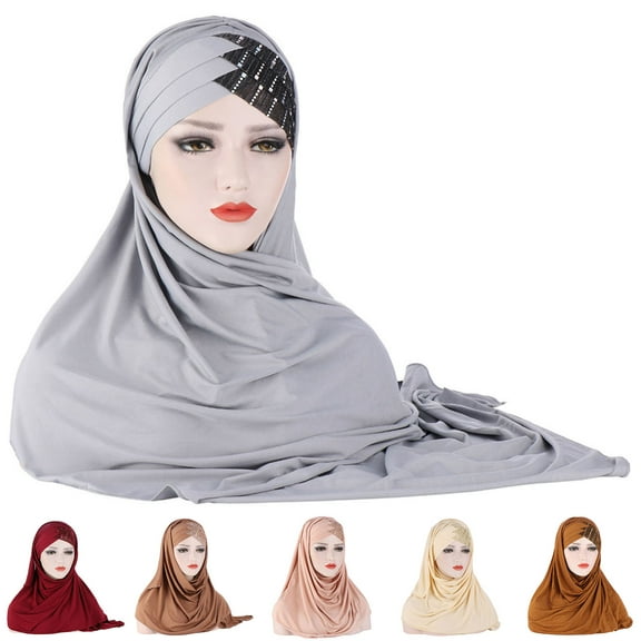 Travelwant Women Glitter Sequin Hijab Muslim Head Wrap Scarf Long Turban Headband Hair Cap Shawl