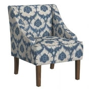 HomePop Classic Swoop Arm Accent Chair, Blue Ikat Print