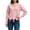 Pink, variant on Women's Frayed Hem Crop Sweater V-Neck Long Sleeve Casual Pullover (Black, L)