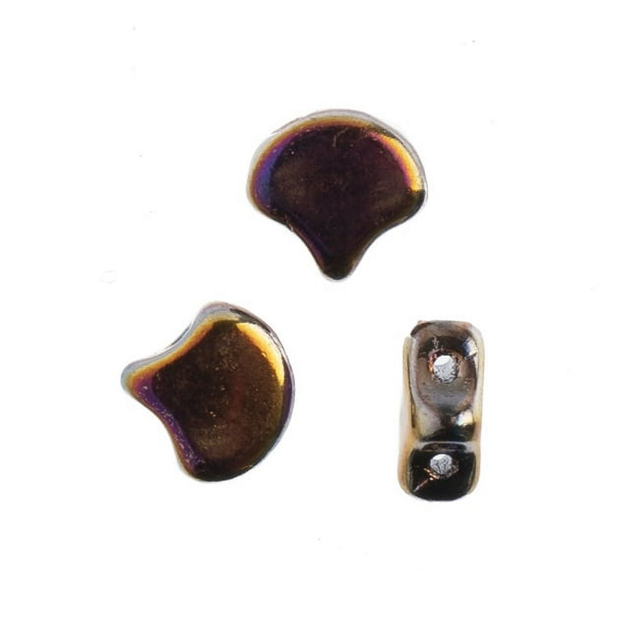 John Bead 50 Grams Czech Jet Sliperit Glass Ginkgo Leaf Beads | 23980-29503