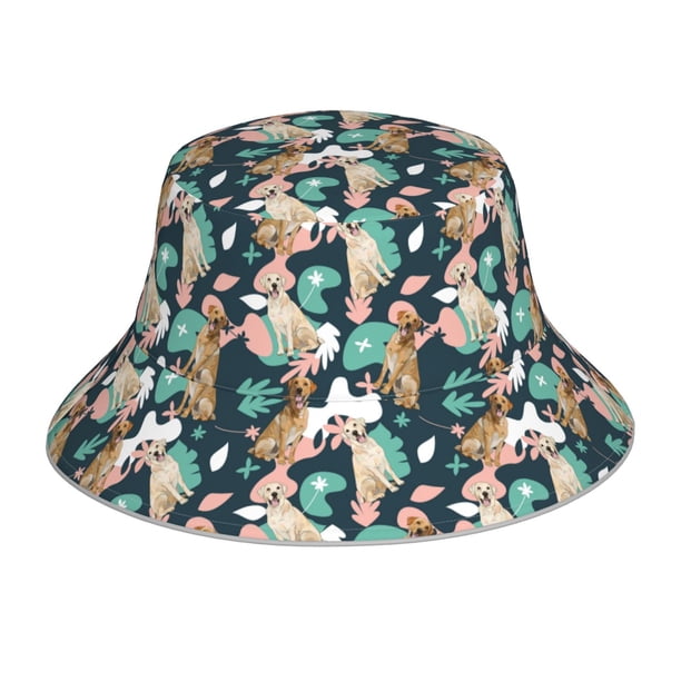Fotbe Labrador Retriever Dog Sombrero Tipo Pescador con Estampado – Sombrero de Sol de Algodón de Moda para Playa, Golf, Pesca