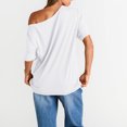 thumbnail image 5 of Off The Shoulder Tops Oversized Tshirts Short Sleeve Basic Tee 2026 Casual Summer Fashion Clothes White 2XL, 5 of 6