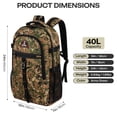 thumbnail image 4 of 40L Outdoor Travel Backpack for Adults, Large Capacity Camo Backpack for Work Hiking Camping, Army Green - 8036, 4 of 9